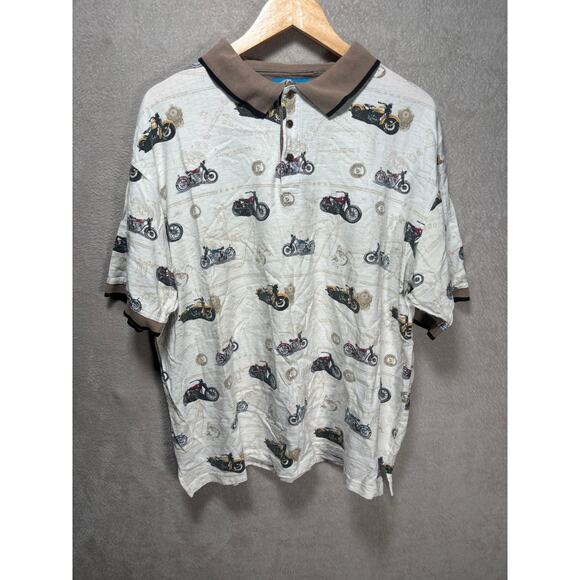 Vintage Timber Ridge Traders Motorcycle Graphic Polo Shirt Mens Size 2X - Picture 1 of 6